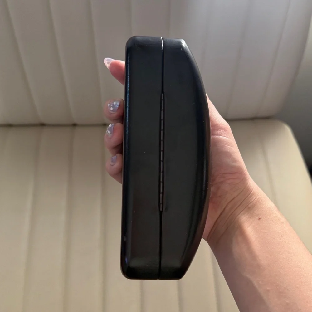 Coach Black Leather Sunglass Case with Gold Logo